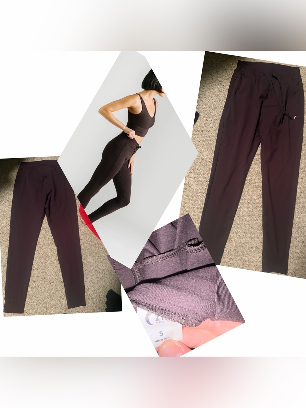 Zyia Bark Confluence Zipper Joggers New